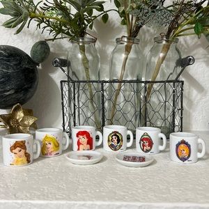 Miniature Disney Princess Tea Cups/ Mugs (set of 6) and Saucers (set of 2)